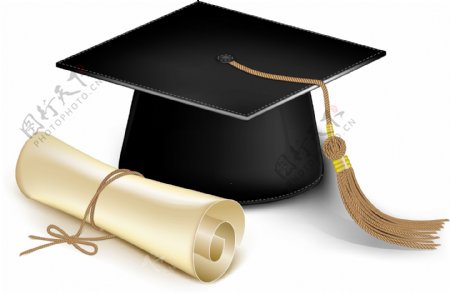 毕业帽与文凭矢量素材