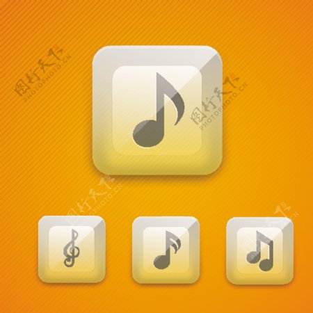 设置光滑的音乐Web20图标或者按钮黄色背景