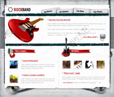 吉他摇滚乐团PSD网页模板