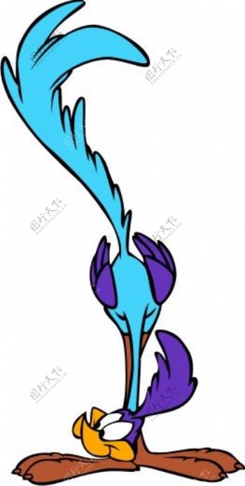 印花矢量图鸵鸟蔚蓝色紫色可爱卡通免费素材