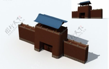 中国古代建筑城门楼3D模型