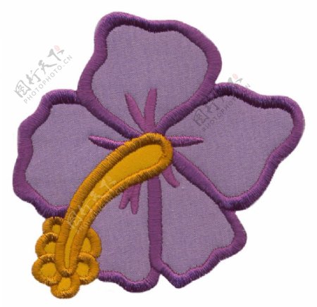 绣花植物花紫色黄色免费素材