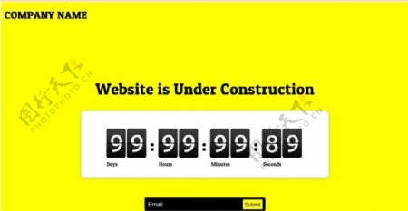 黄色网站建设中倒计时网页模板