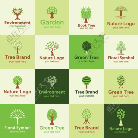 绿色树木标志设计