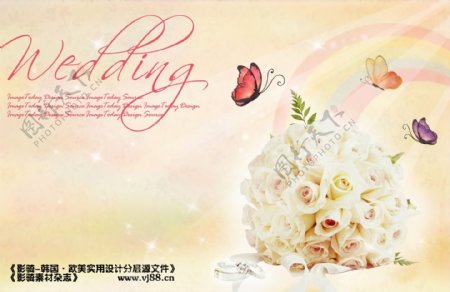婚礼玫瑰花幸福甜蜜影骑韩国实用设计分层源文件PSD源文件