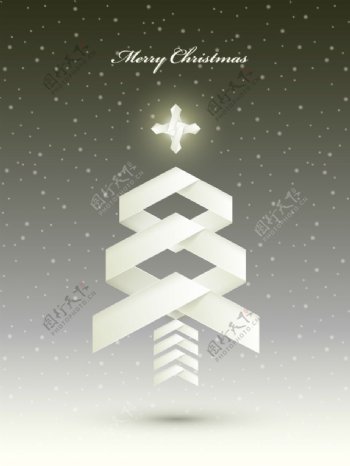 白色折纸圣诞树矢量素材