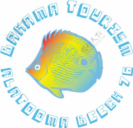 印花矢量图徽章标记潮流动物鱼免费素材