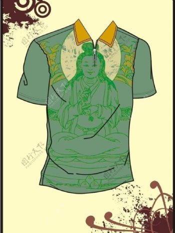 男装tshirt印花设计白描佛祖图片