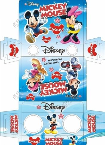 迪士尼主题彩盒包装矢量图片