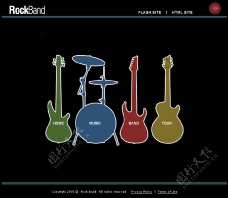 吉他音乐网页psd模板