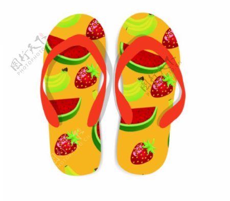 水果西瓜草莓款创意矢量外贸夹板拖鞋
