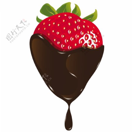 精美草莓与巧克力酱矢量素材