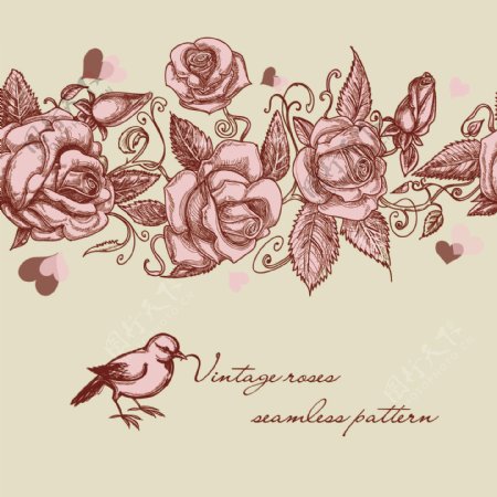 欧式复古玫瑰花纹图片