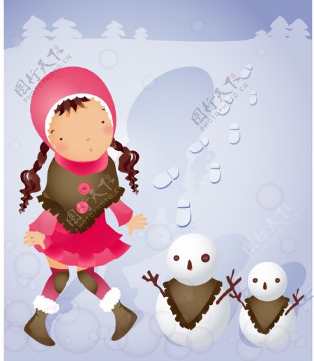 雪人圣诞主题韩国iclickart四季可爱女孩专辑图片