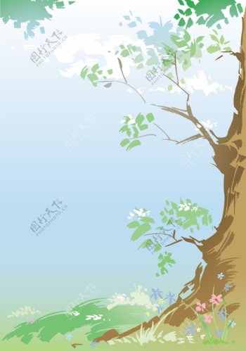 美丽树木相框背景