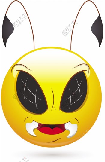 斯迈利矢量插画邪恶的蜜蜂的脸