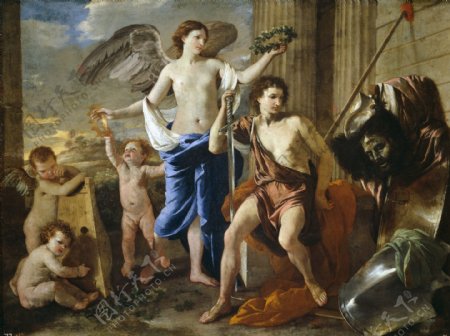 PoussinNicholasTheTriumphofDavidCa.1630法国画家尼古拉斯普桑NicolasPoussin古典主义油画装饰画