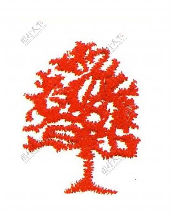 绣花植物树色彩橙色免费素材