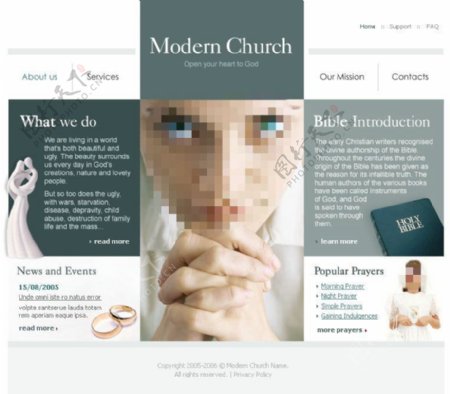 现代教堂网站psd模板