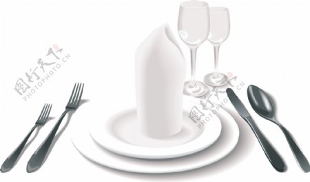 白色餐具矢量素材