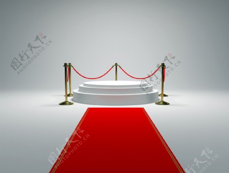 圆形展台与护栏红地毯