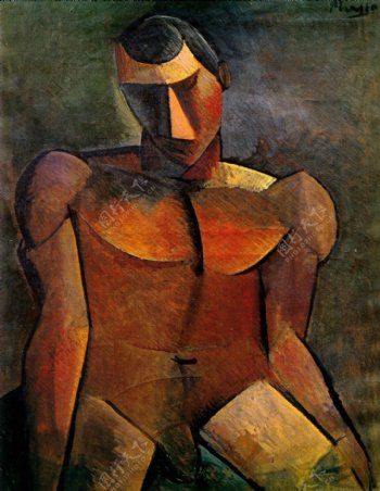 1908Hommenuassis西班牙画家巴勃罗毕加索抽象油画人物人体油画装饰画