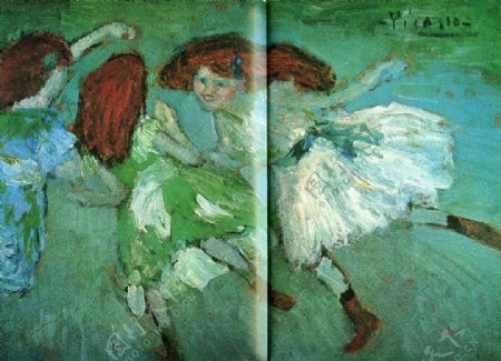 1901LarondedesfillettesLesBlondesChevelures西班牙画家巴勃罗毕加索抽象油画人物人体油画装饰画