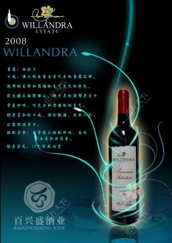 威兰德拉红葡萄酒海报