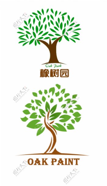 绿色环保产品大树logo设计