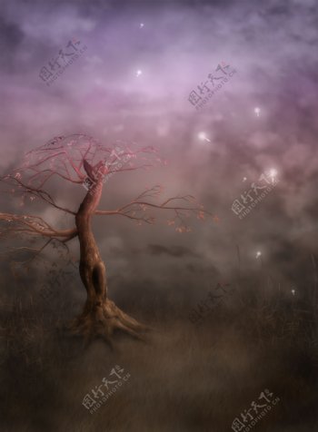 梦幻枯树背景素材