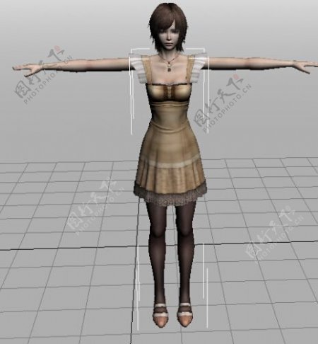 虚拟游戏模型连衣裙女