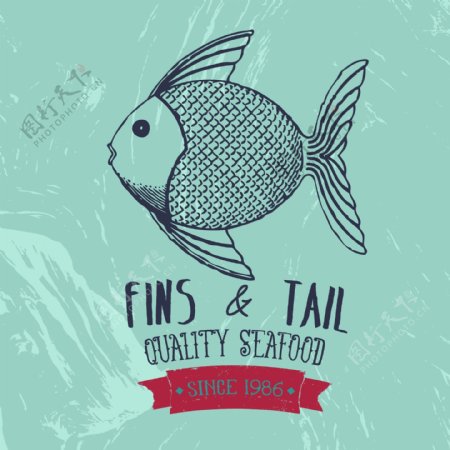 印花矢量图T恤图案图文结合动物海洋动物免费素材