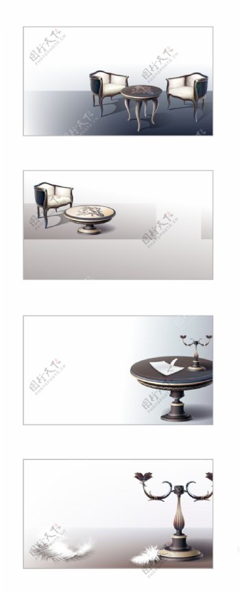 欧式古典家居物品矢量素材桌子