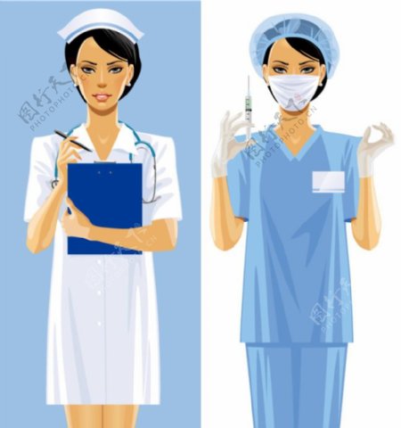 2款女性医护人员设计矢量素材
