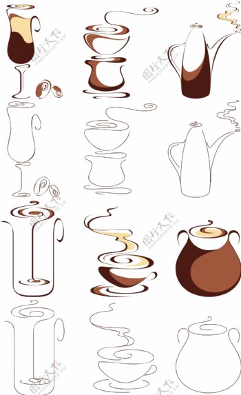 矢量简约咖啡元素设计图形