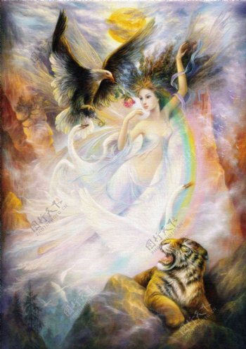 神话里的仙子油画图片