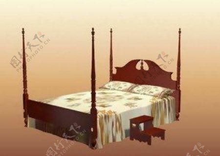 欧式床传统家具3D模型5