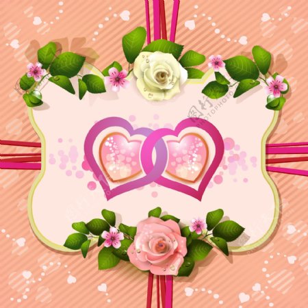 玫瑰边框爱情卡片背景图片