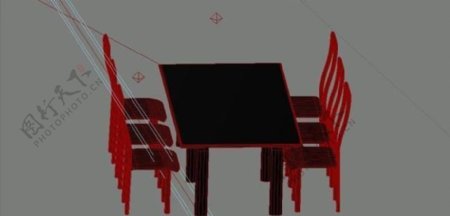 室内装饰家具桌椅组合333D模型