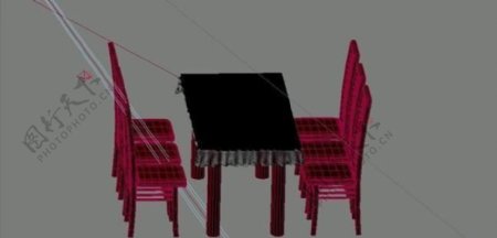 室内装饰家具桌椅组合603D模型