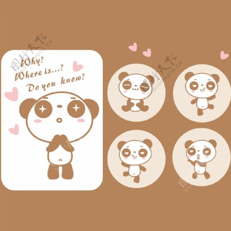 印花矢量图可爱卡通卡通动物熊猫爱心免费素材