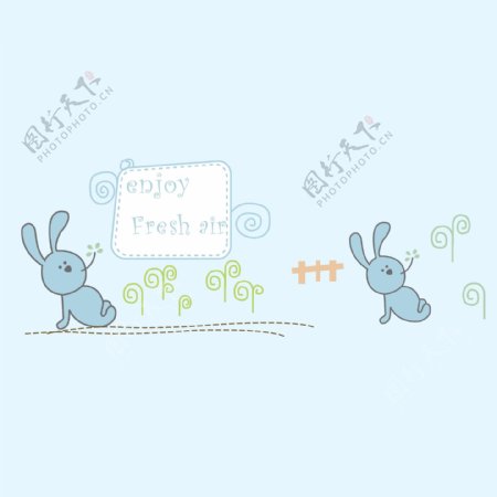 印花矢量图卡通卡通动物兔子文字免费素材