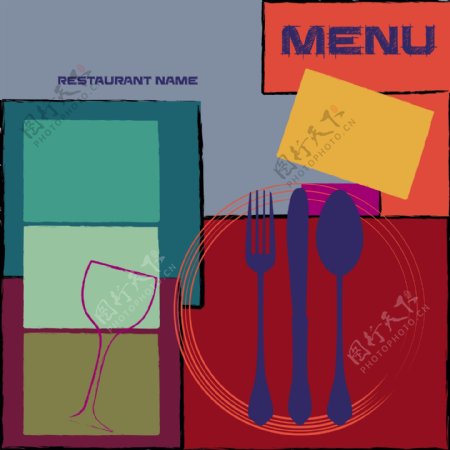 矢量创意卡通餐厅菜单模板素材