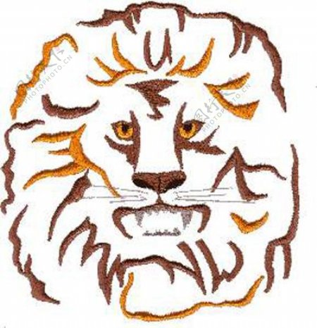 绣花动物狮子色彩白色免费素材