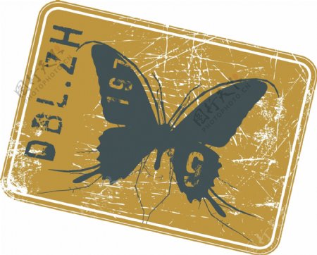 印花矢量图动物蝴蝶文字英文免费素材