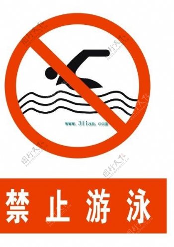 禁止游泳标志矢量图