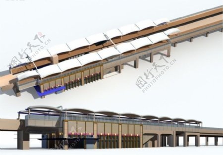 公共交通火车站3D模型