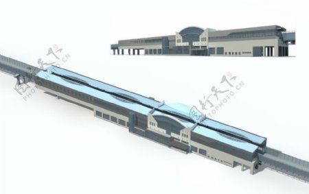 公共火车站建筑3D模型