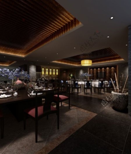 3D艺术中式餐厅