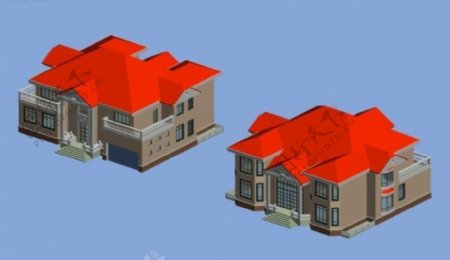 红瓦的欧式别墅3D模型